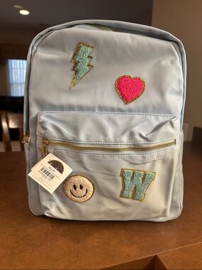 Nylon Sky Blue Patch Backpack - Unbranded - NEW